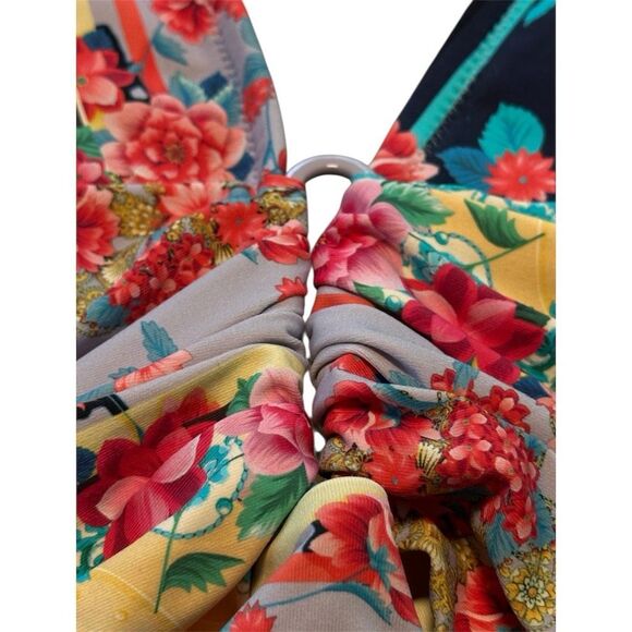 NWT- JOHNNY WAS JAPER PLUNGE ONE PIECE SWIMSUIT-SIZE SMALL- COLORFUL PATCHWORK P - Picture 16 of 16